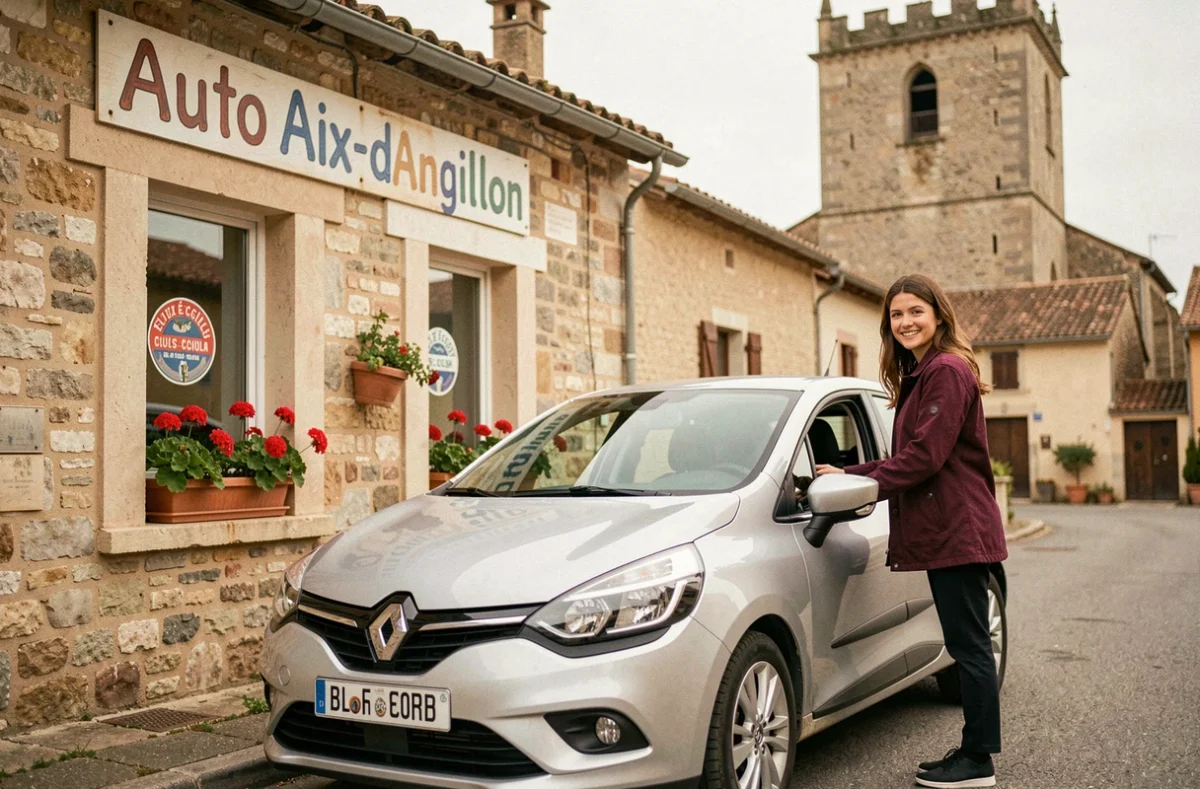 Devanture de l'auto-école des Aix-d'Angillon sur la place du village