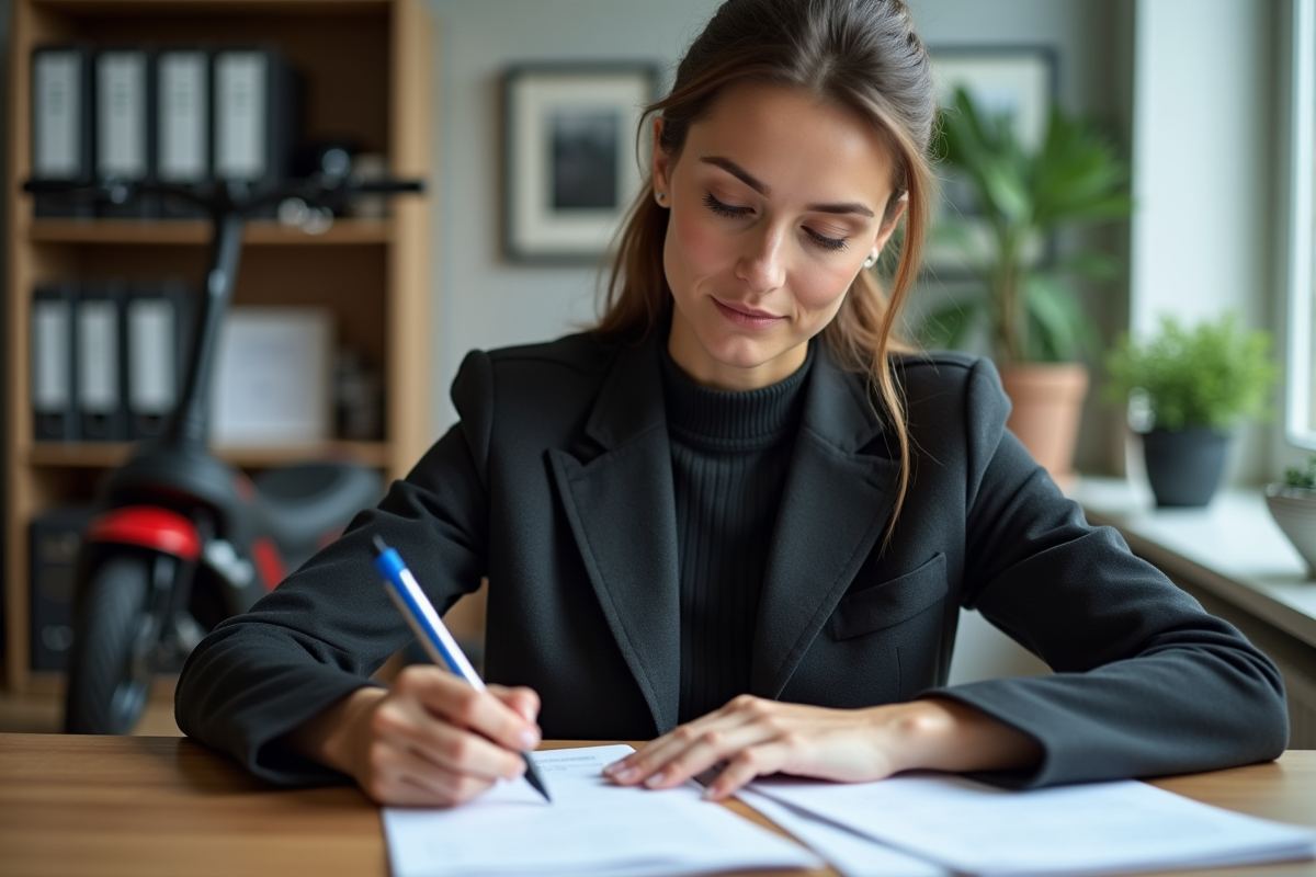Femme remplissant papier d