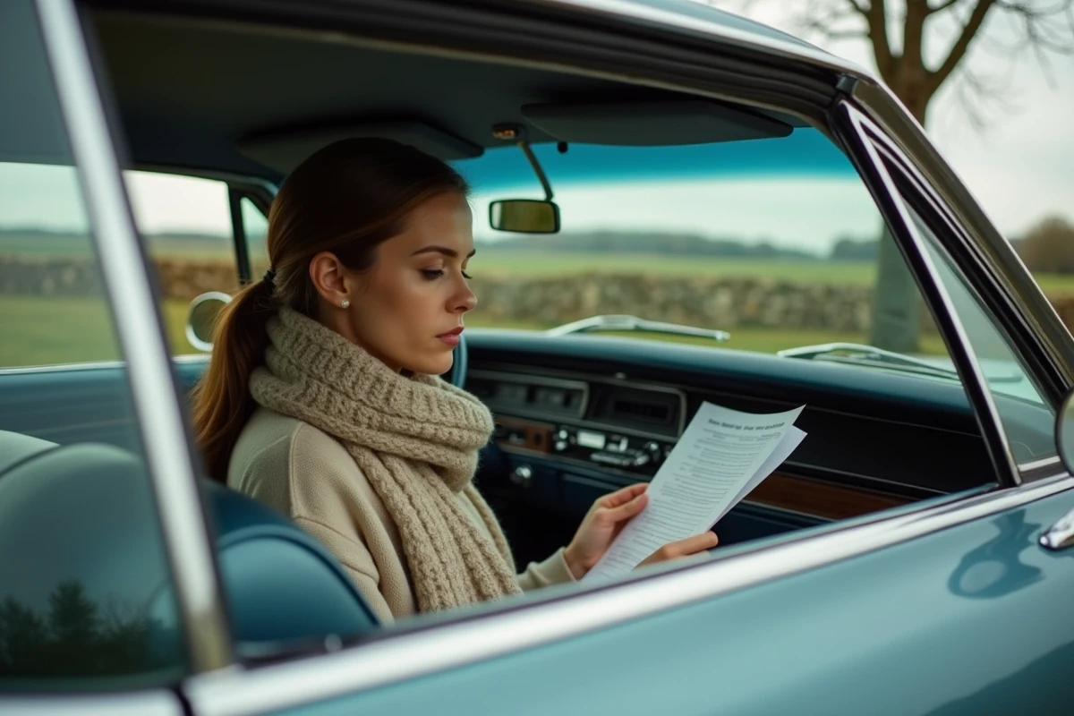 Femme lisant papiers d