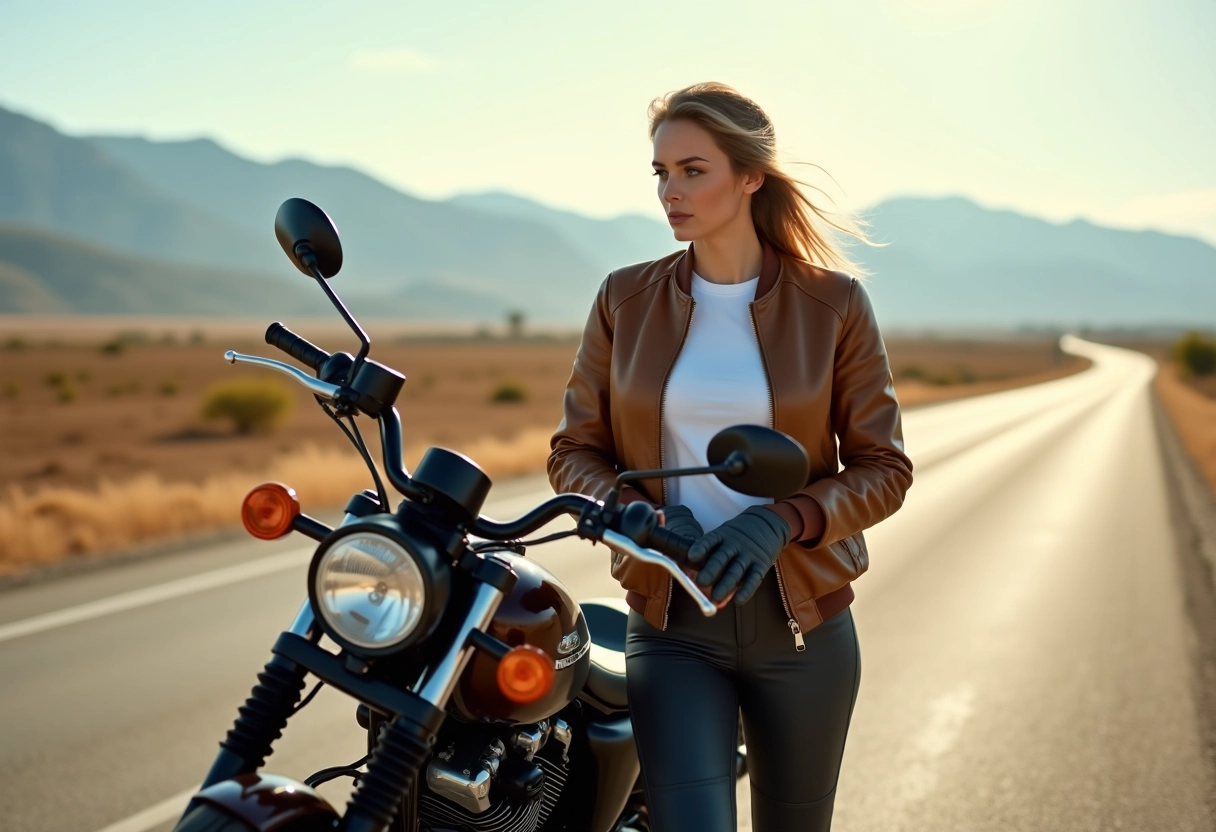 Femme ajustant ses gants à côté d