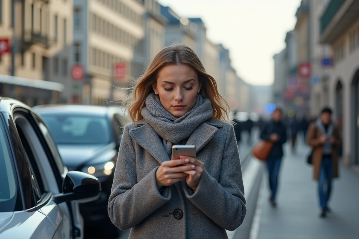 Jeune femme urbaine sortant d