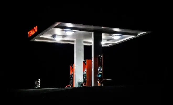 Texaco gas station at night