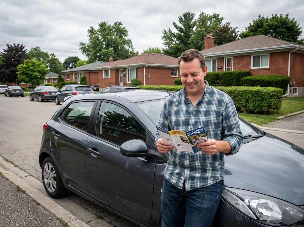 Homme vérifiant brochures d