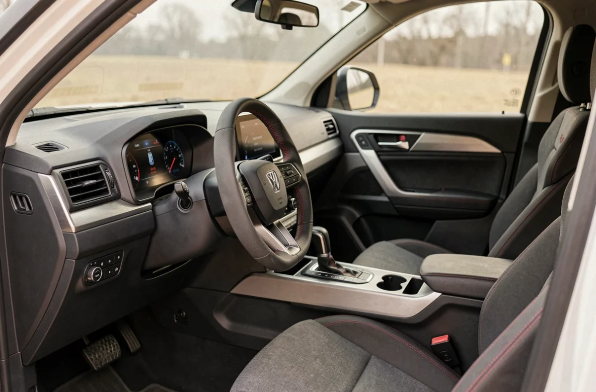 Intérieur modernisé du futur Lada Niva 2026 avec tableau de bord numérique et sellerie sportive