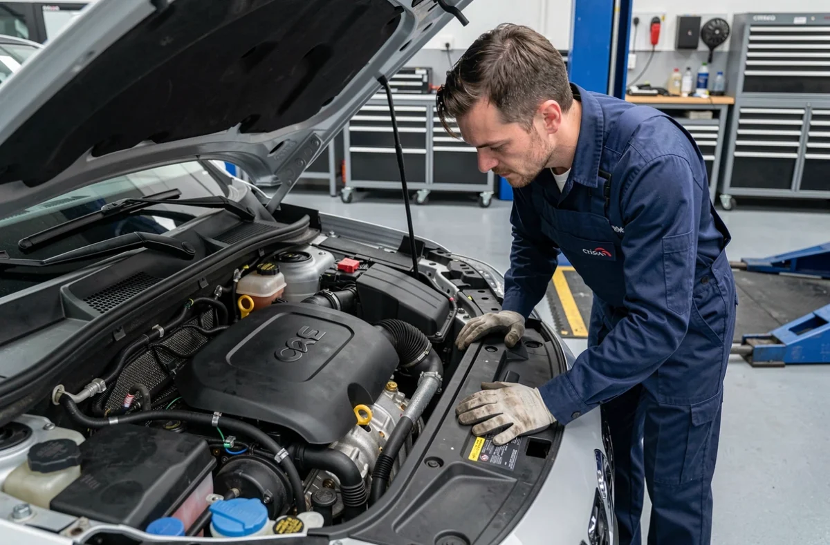 Mécanicien inspectant le moteur d'un Citroën C3 Aircross en atelier pour évaluer son impact sur la valeur de revente
