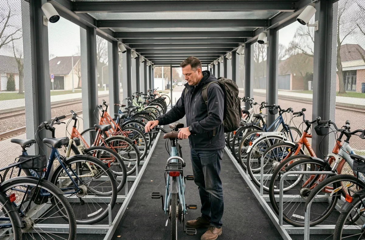 Parking à vélos sécurisé à proximité d'un arrêt de tramway T5