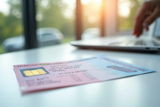 Permis de conduire papier rose français à côté d'un permis européen moderne
