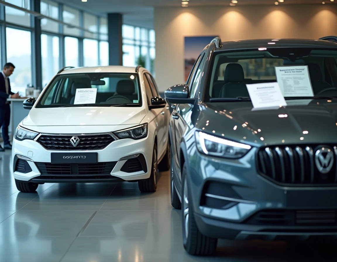 Showroom automobile avec deux citadines en comparaison, rapport qualité-prix meilleure marque 2026